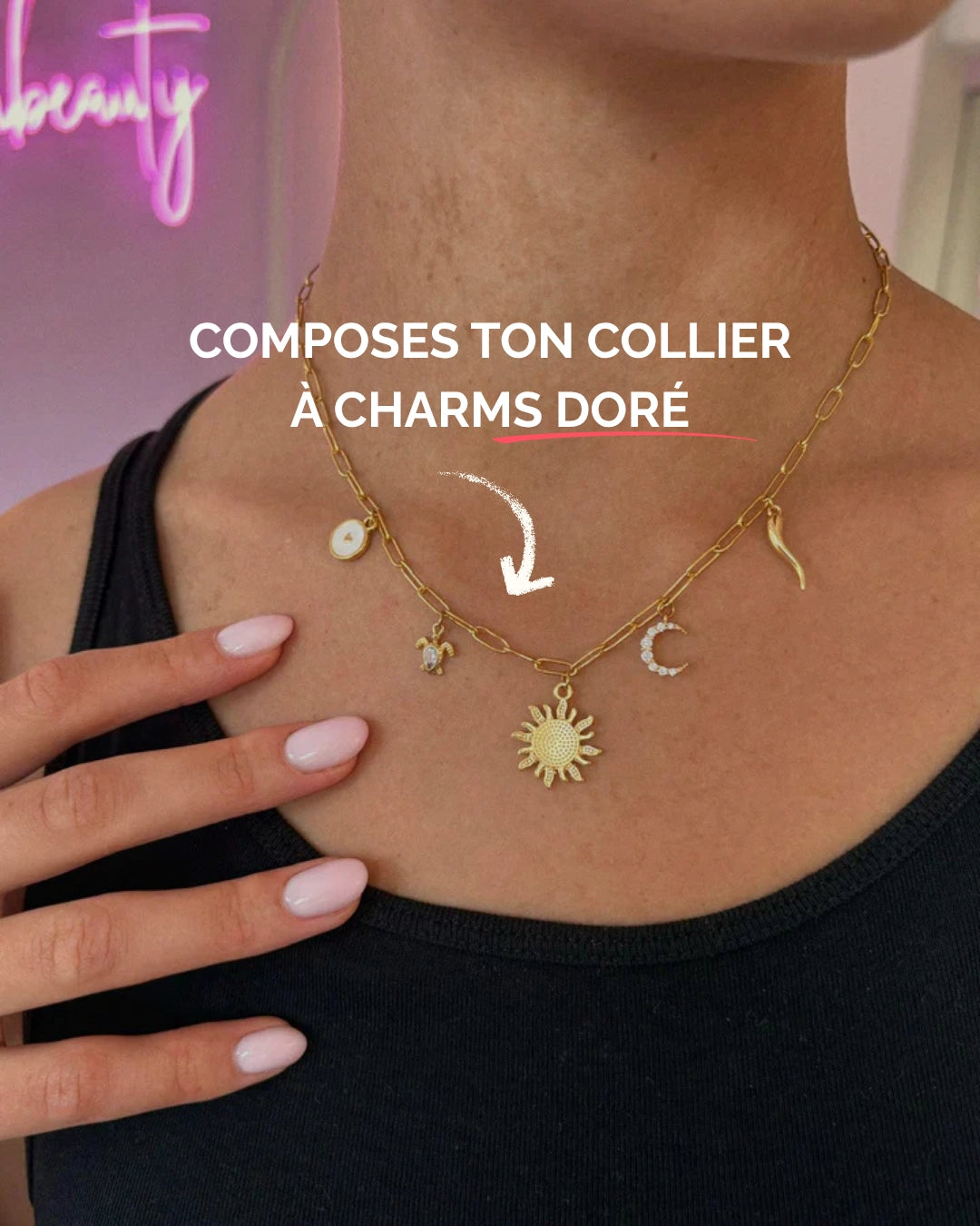 Collier charms doré