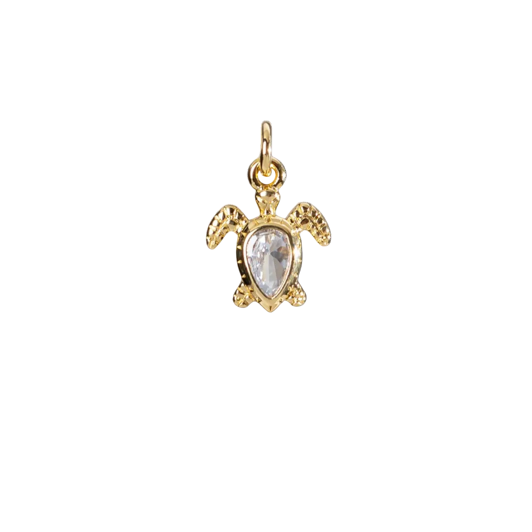 Charm tortue strass doré